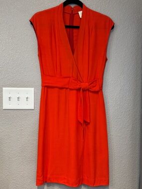 Kate Spade New York Orange Wrap Front Tie Waist Sheath Dress Size 2